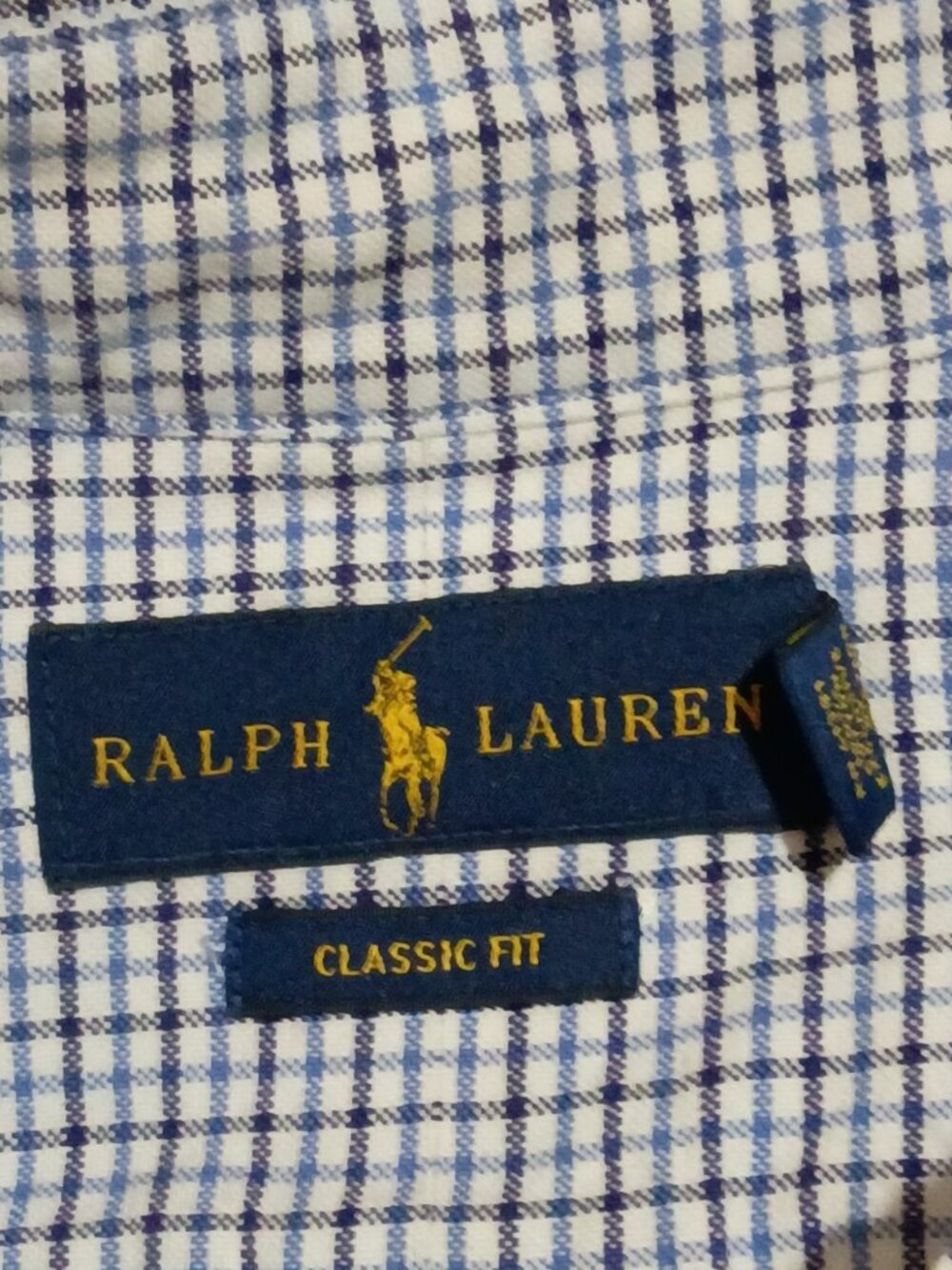 Ralph Lauren Men's Classic Fit Checkered Button Front Shirt Blue/White 3XLT - Picture 9 of 14